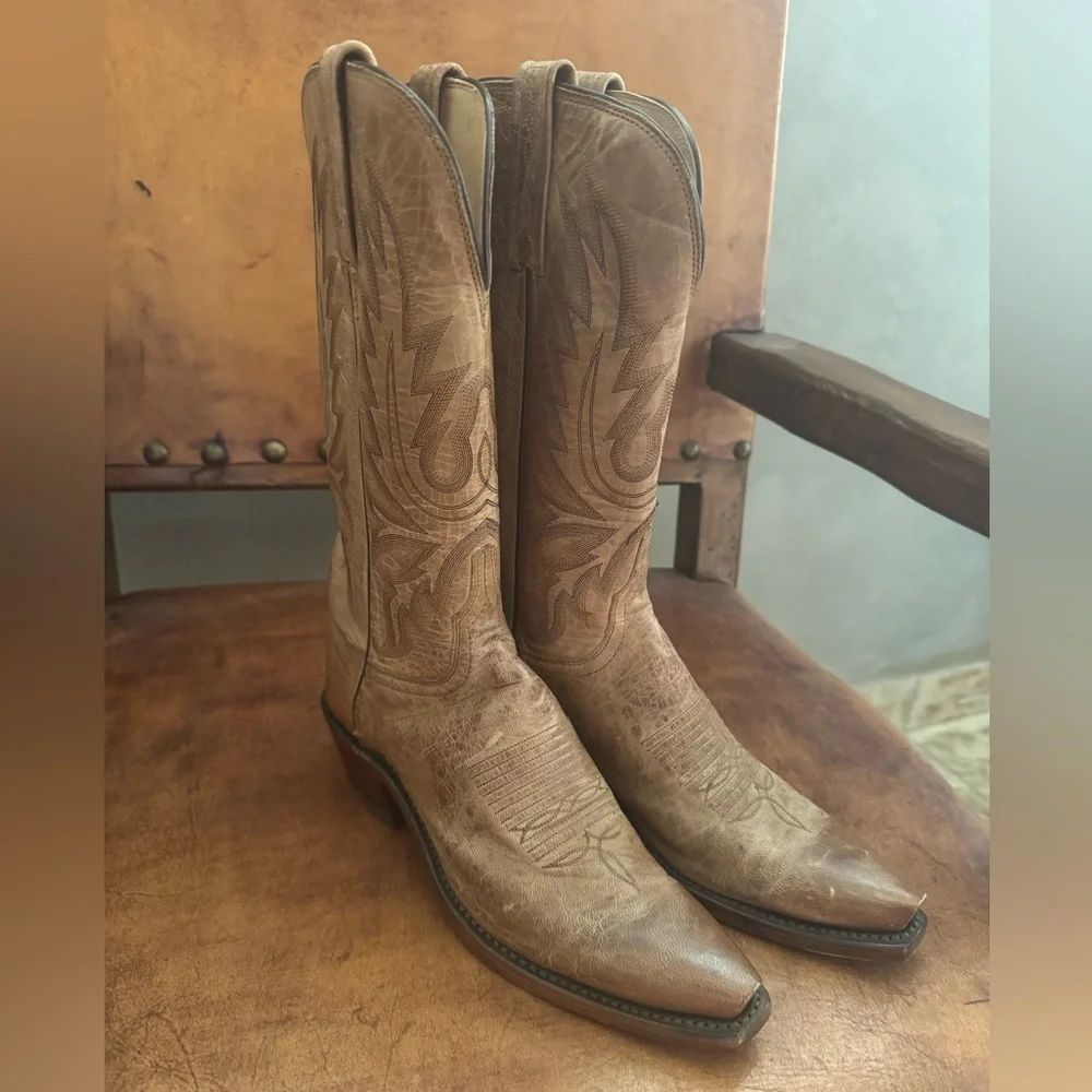 New Lucchese Savannah Tan Leather Boots - Picture 2 of 6